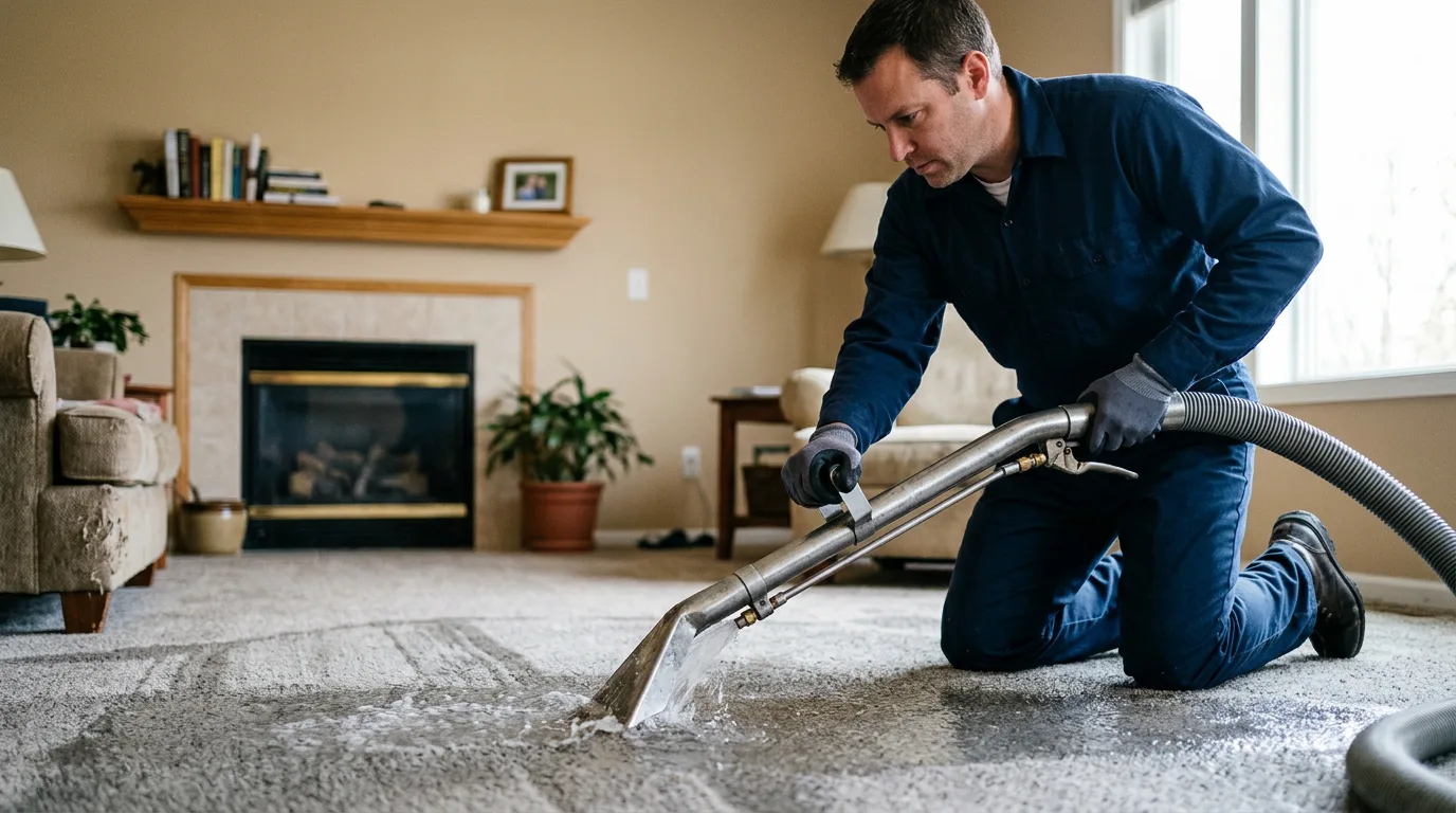 Water damage restoration technician working near Crockett, TX